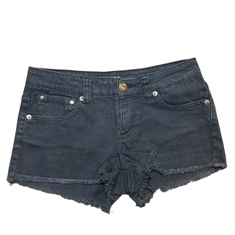 EMPYRE‎ Black Denim Cutoff Frayed Hem Mini Shorts Size 3 Beachwear Party Booty